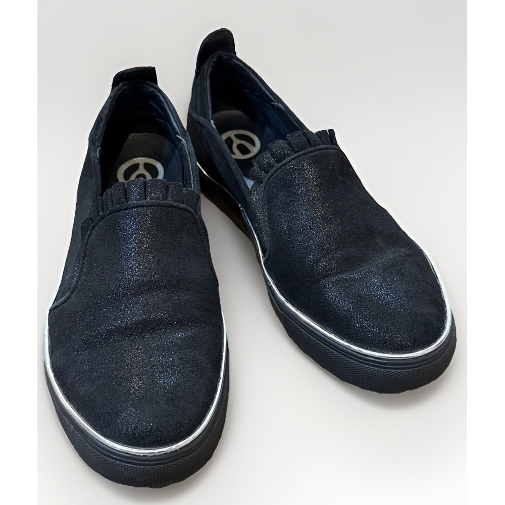 The Wishbone Collection Sneakers 7.5 Slip On Shoes Comfort Shiny Black/silver